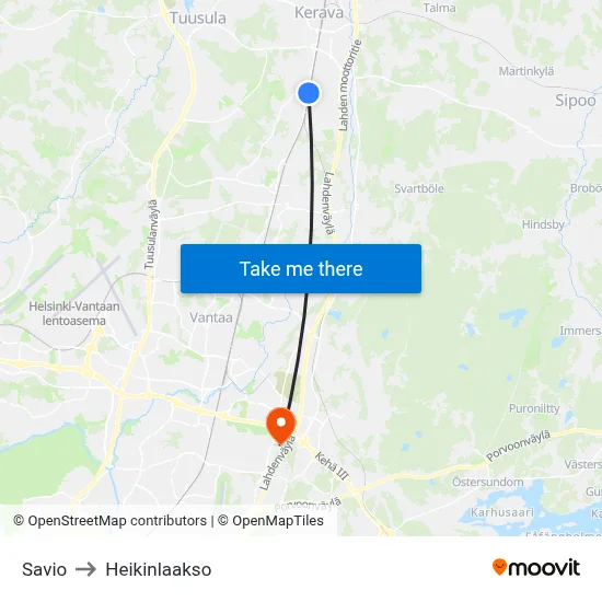 Savio to Heikinlaakso map