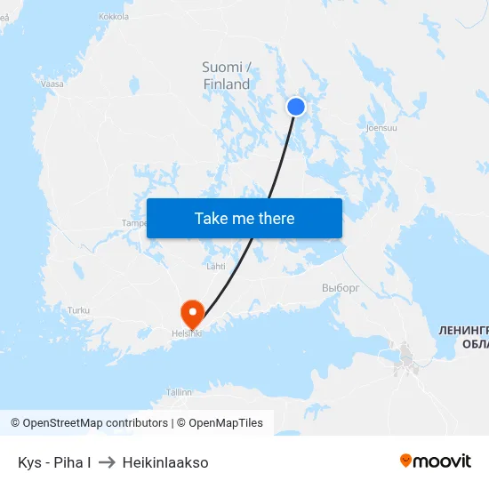 KYS Hospital Yard E to Heikinlaakso map