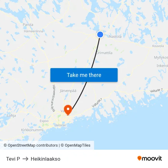Tevi N to Heikinlaakso map