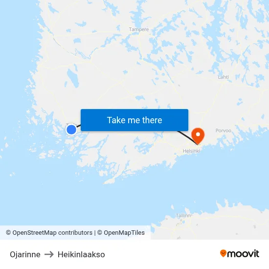 Ojarinne to Heikinlaakso map