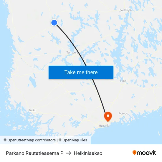 Parkano Railway Station North to Heikinlaakso map