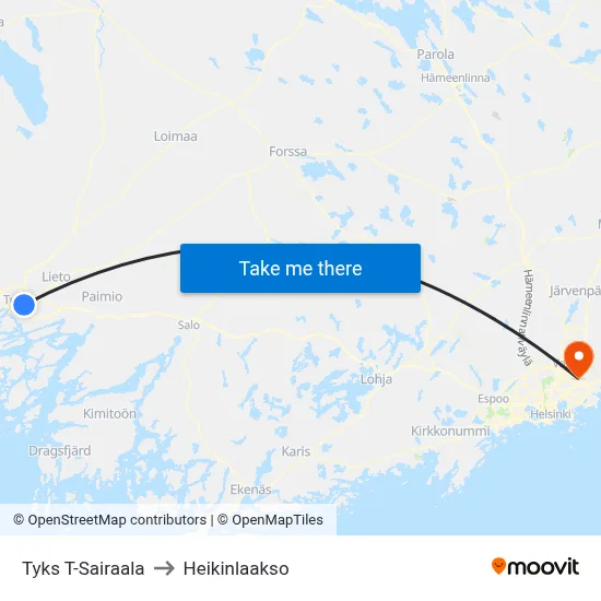 Tyks T-Sairaala | 🏥 to Heikinlaakso map