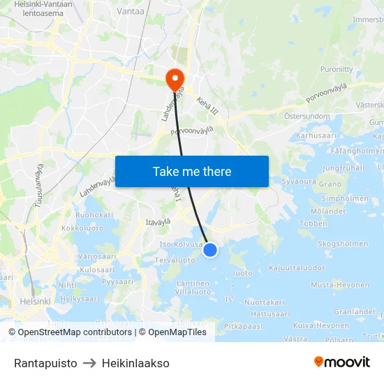 Rantapuisto to Heikinlaakso map