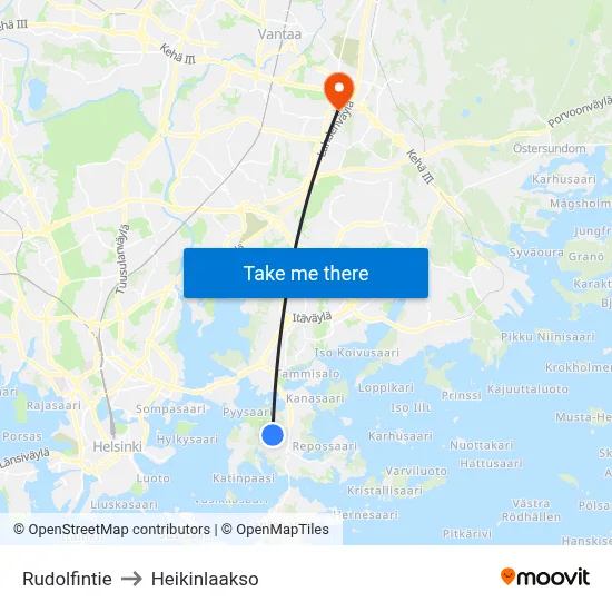 Rudolfintie to Heikinlaakso map