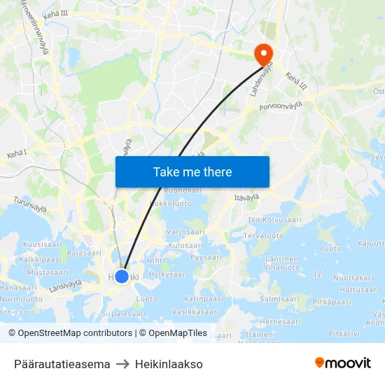 Central Railway Station to Heikinlaakso map