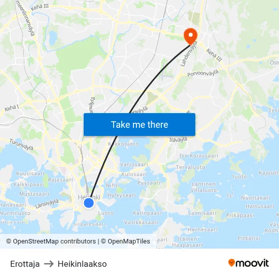Erottaja to Heikinlaakso map
