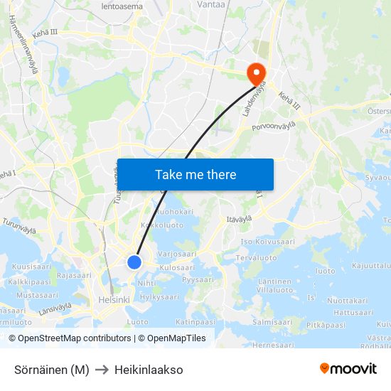 Sörnäinen (M) to Heikinlaakso map