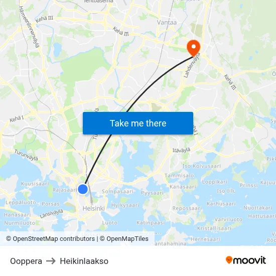 Opera to Heikinlaakso map