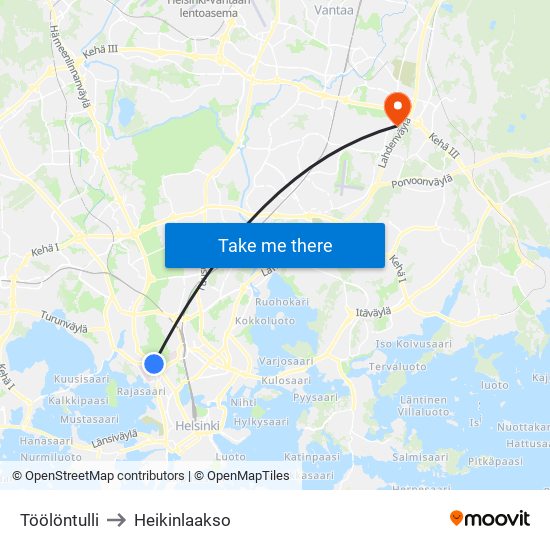 Töölöntulli to Heikinlaakso map