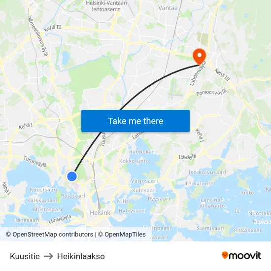 Spruce Road to Heikinlaakso map