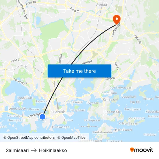 Salmisaari to Heikinlaakso map