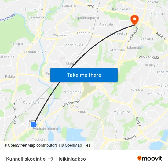 Municipal Home Road to Heikinlaakso map
