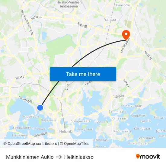 Munkkiniemi Square to Heikinlaakso map