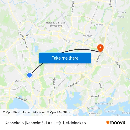 Kanneltalo [Kannelmaki Station] to Heikinlaakso map