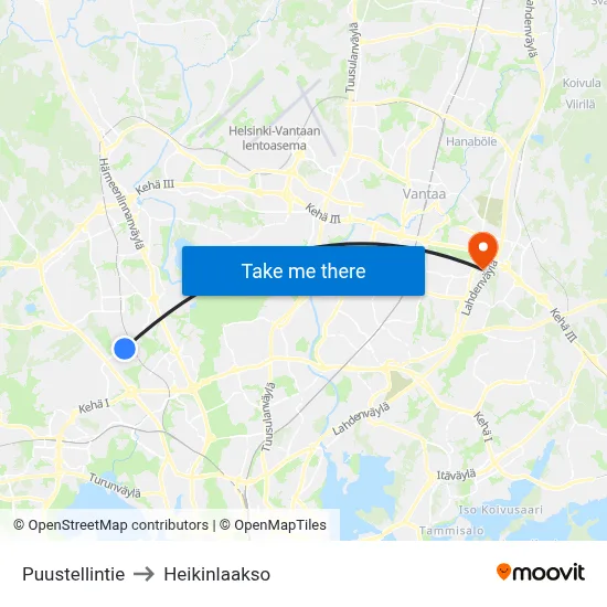 Puustellintie to Heikinlaakso map