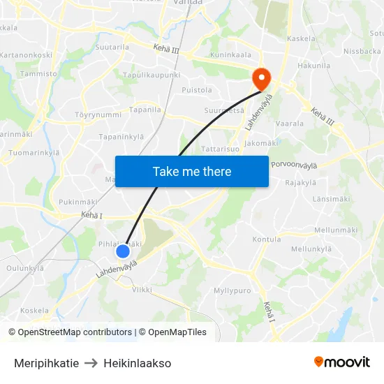 Amber Road to Heikinlaakso map