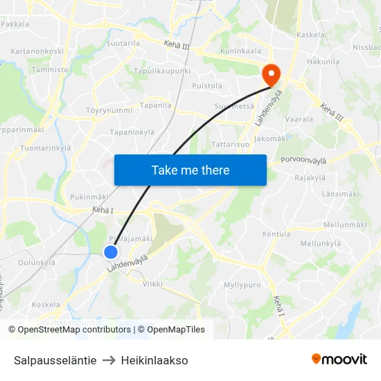 Salpausselkä Road to Heikinlaakso map
