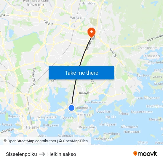 Sissele Path to Heikinlaakso map