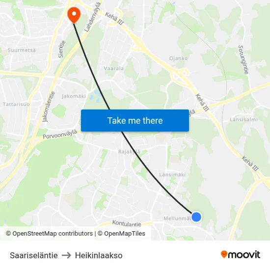 Saarisela Road to Heikinlaakso map