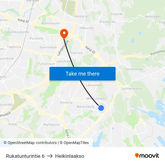 Rukatunturi Road 6 to Heikinlaakso map