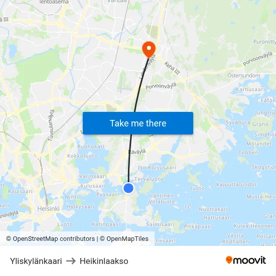 Yliskyla Arc to Heikinlaakso map