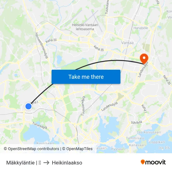 Mäkkyläntie | 🏫 to Heikinlaakso map
