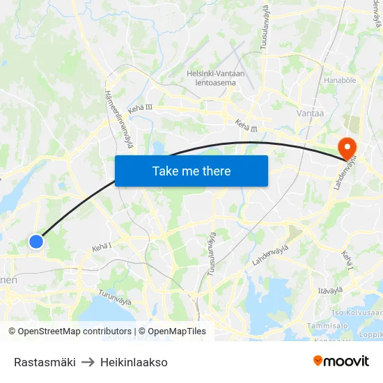 Rastasmaki to Heikinlaakso map