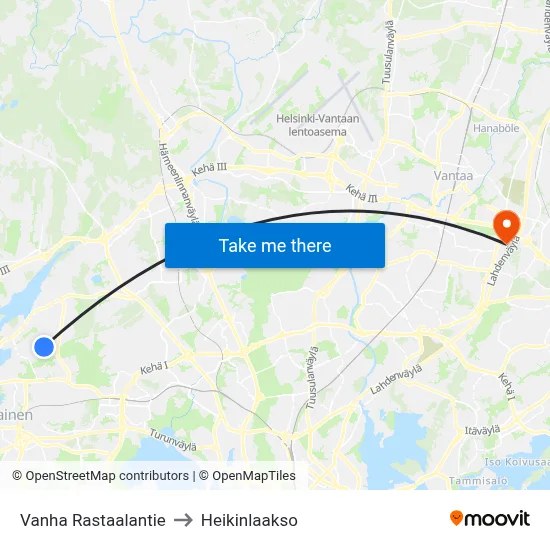 Old Rastaala Road to Heikinlaakso map
