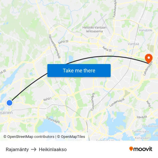 Rajamänty to Heikinlaakso map