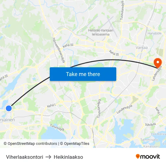 Viherlaakso Square to Heikinlaakso map
