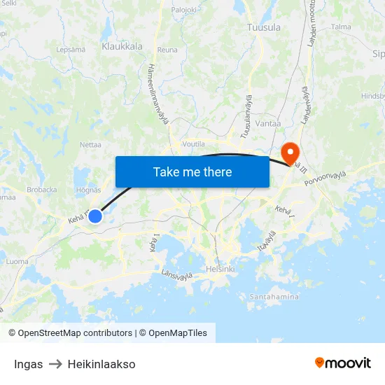 Ingas to Heikinlaakso map