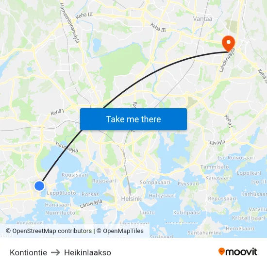 Kontiontie Road to Heikinlaakso map