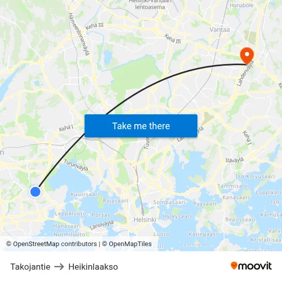 Takojantie Road to Heikinlaakso map