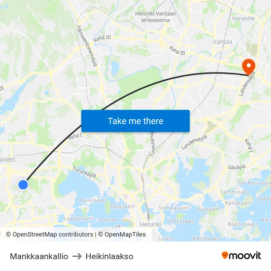 Mankkaa Hill to Heikinlaakso map