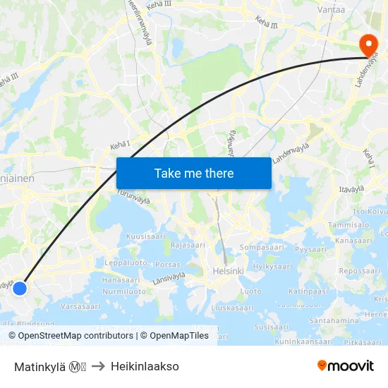 Matinkylä | Ⓜ️🛍️ to Heikinlaakso map