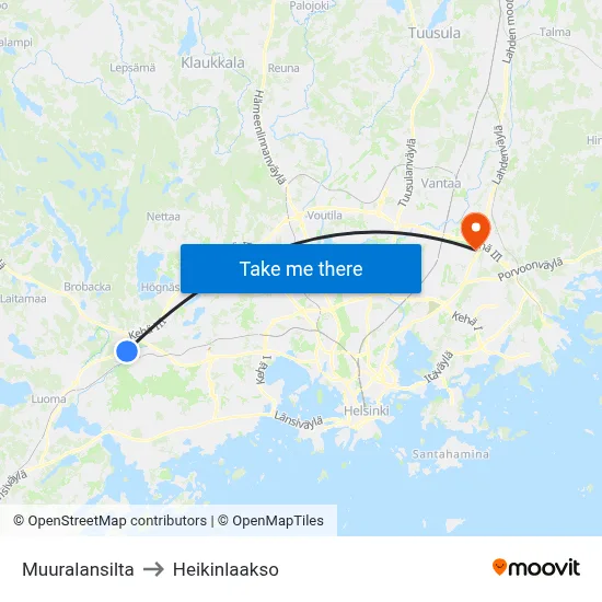 Muurala Bridge to Heikinlaakso map