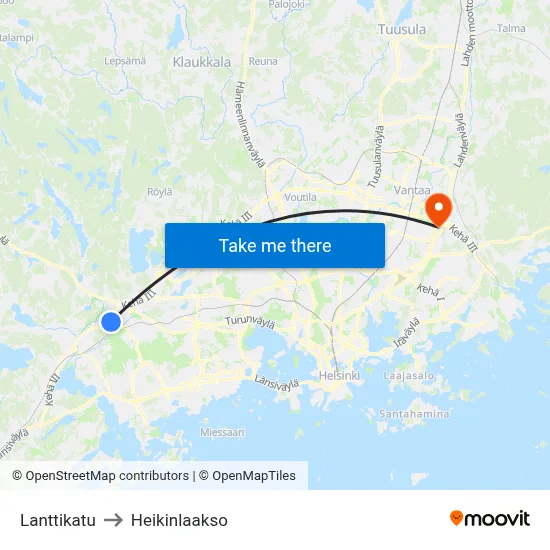 Coin Street to Heikinlaakso map