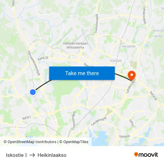 Iskostie 🛍️ to Heikinlaakso map