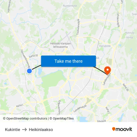 Kukin Road to Heikinlaakso map