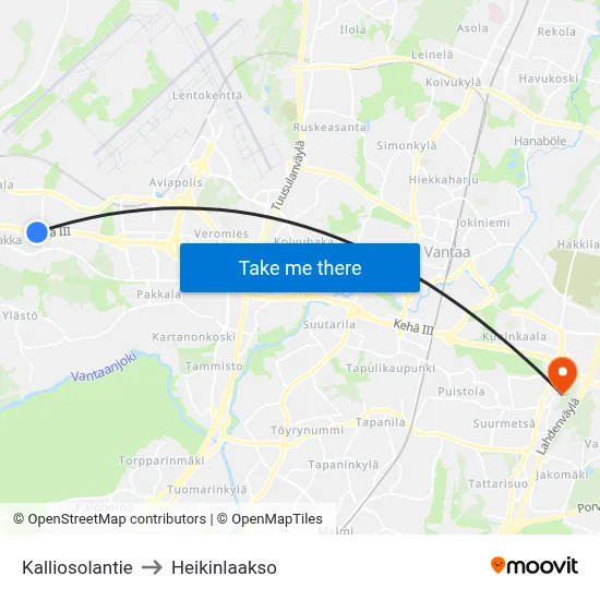 Kalliosola Road to Heikinlaakso map