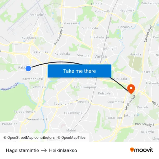 Hagelstam Road to Heikinlaakso map