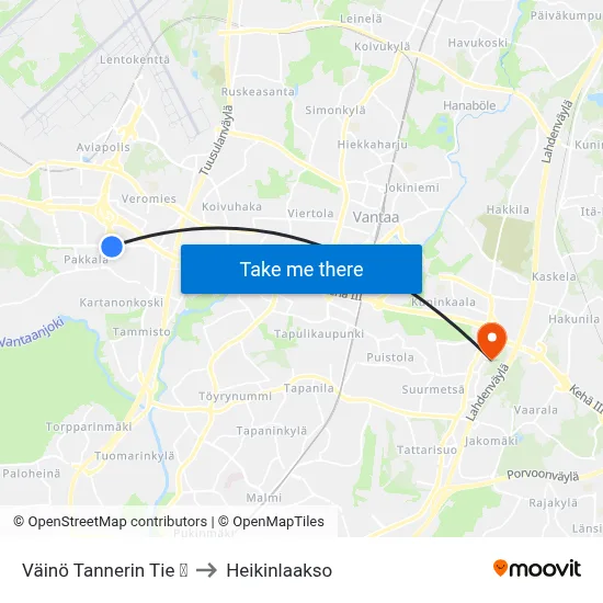 Väinö Tannerin Tie  🛍️ to Heikinlaakso map