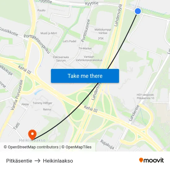 Pitkänen Road to Heikinlaakso map