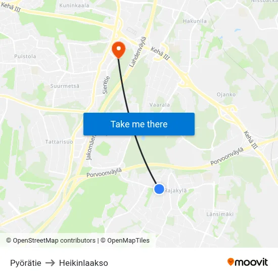 Bicycle Road to Heikinlaakso map
