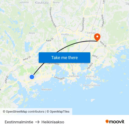 Estonia Hill Road to Heikinlaakso map