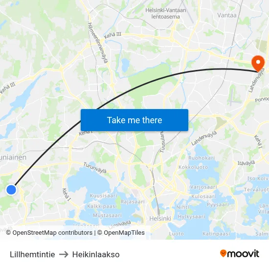 Lillhemt Road to Heikinlaakso map