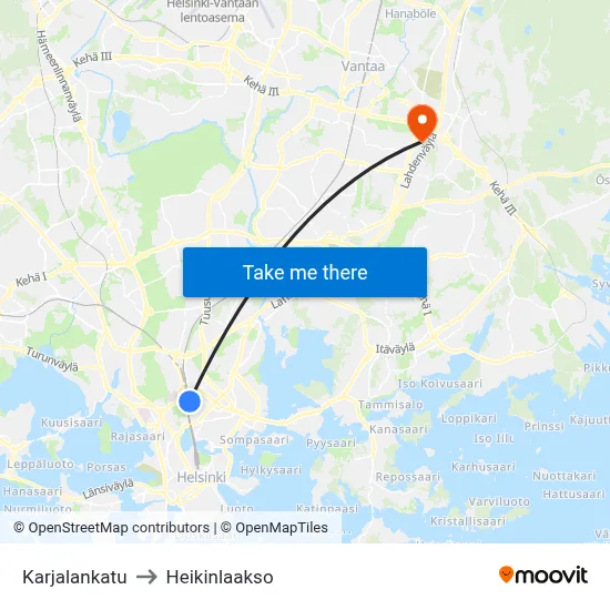 Karjalankatu Street to Heikinlaakso map