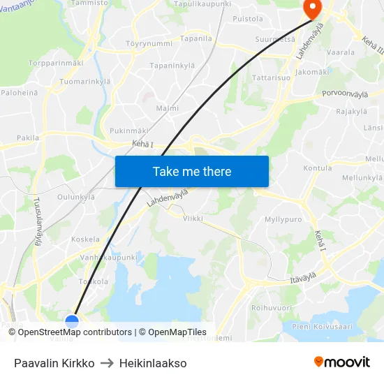St. Paul's Church to Heikinlaakso map