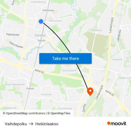 Vaihdepolku to Heikinlaakso map