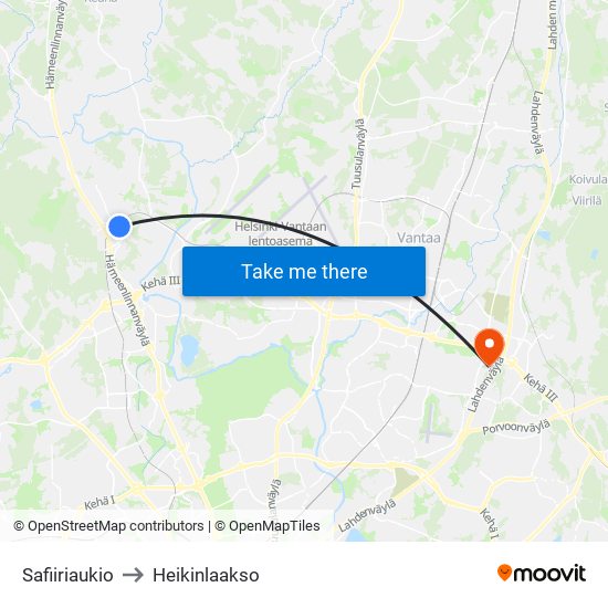 Safiiriaukio to Heikinlaakso map